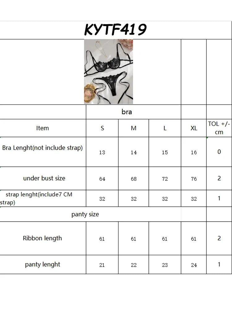 Floral Embroidery Lingerie Set – Sheer Bra & Panty Nightwear for Women
