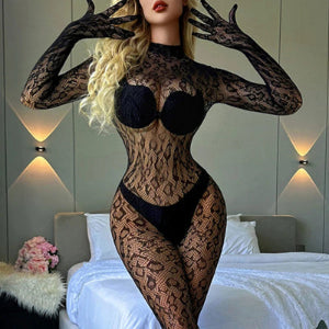 Lace Bodystocking – Sexy Long Sleeve Crotchless Lingerie for Women