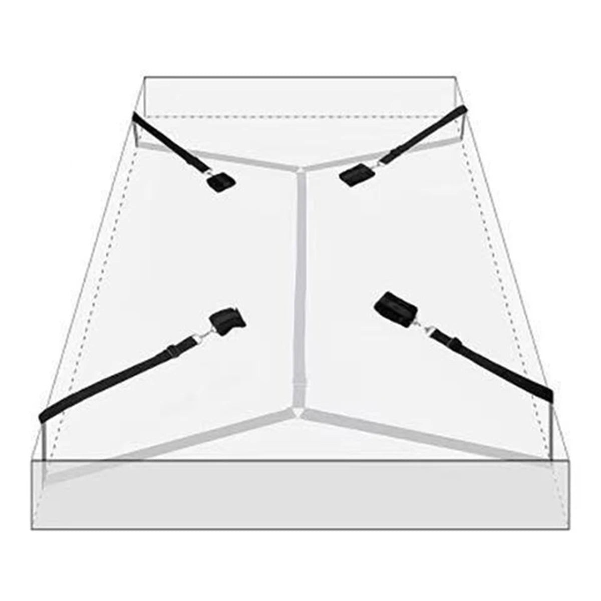BDSM - Under Bed Restraint System – Adjustable Bondage Straps with Soft Cuffs