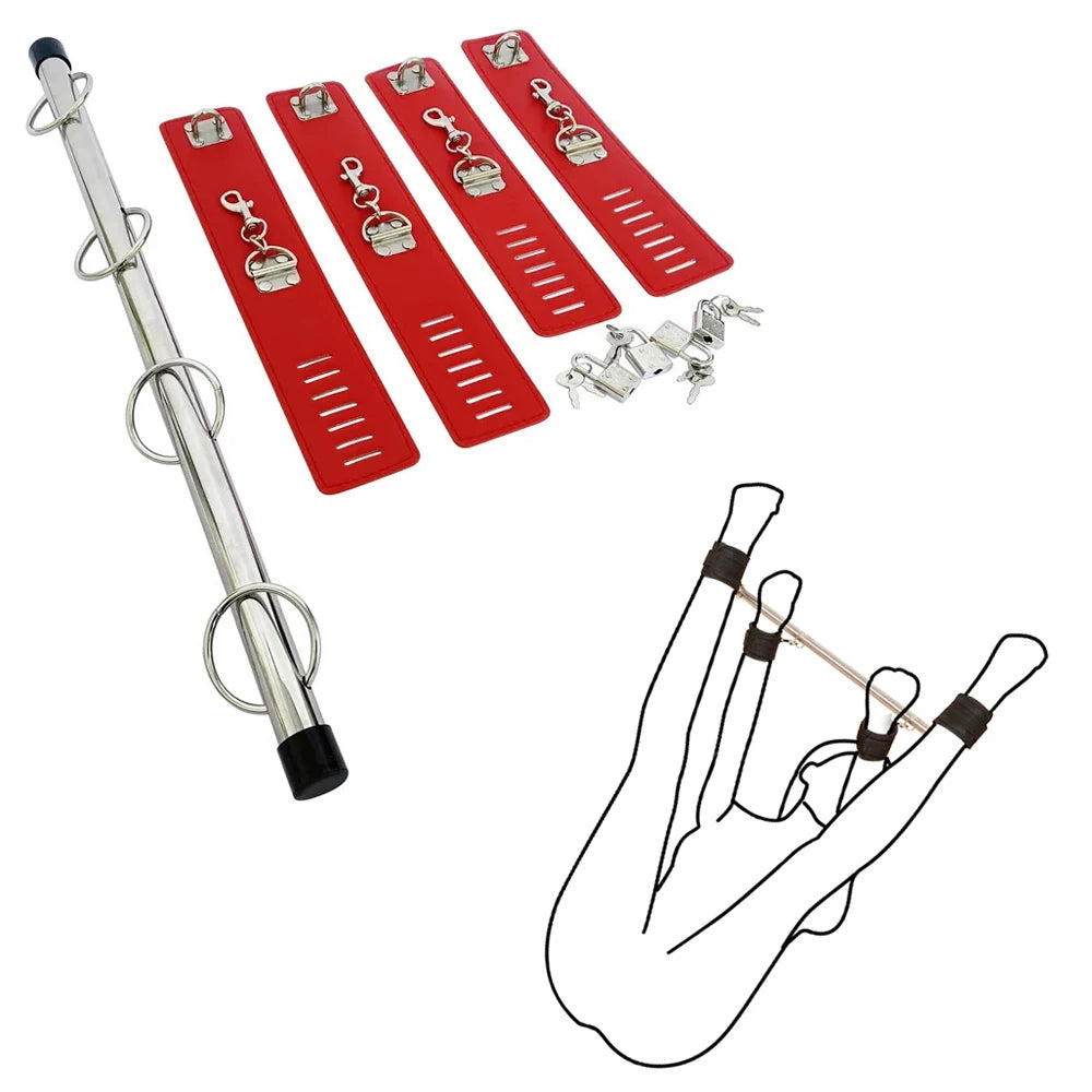Adjustable Spreader Bar Restraint Set – Leg & Wrist Bondage System for Couples