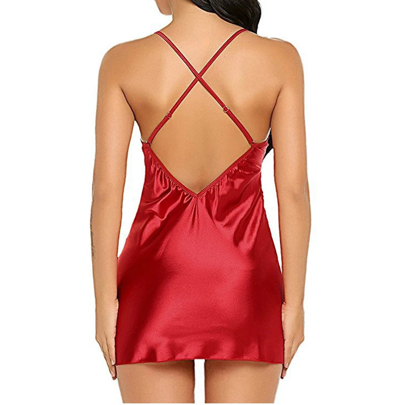 Silk Satin Lace Nightdress – Sexy Sleepwear for Women