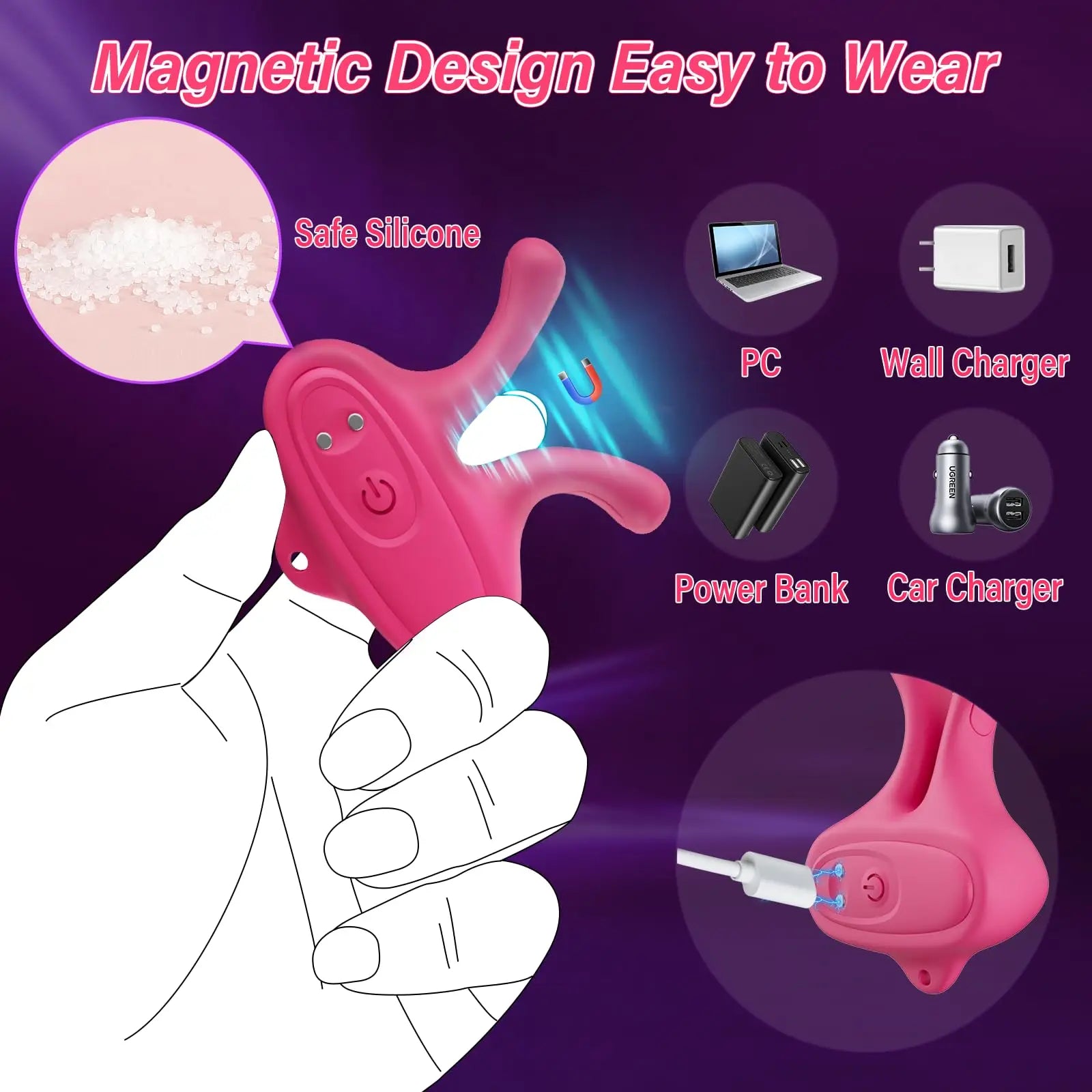 Magnetic Vibrating Nipple Clamps – 9 Mode Nipple Stimulator for Women & Couples