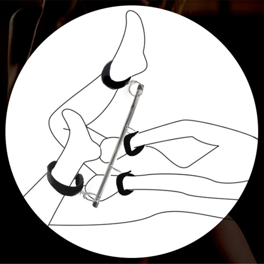 Adjustable Spreader Bar Restraint Set – Leg & Wrist Bondage System for Couples