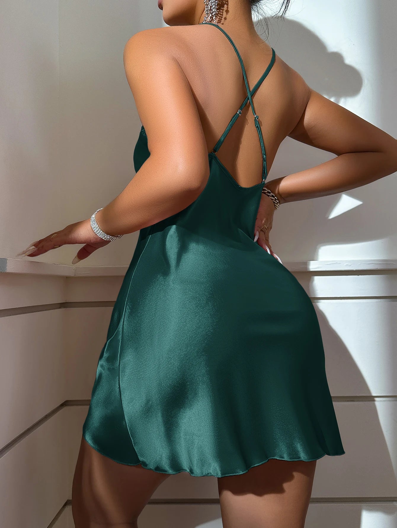 BlushLuxe Backless Satin Slip – Sexy Silk-Inspired Nightdress