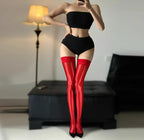 Sculpt & Shine Thigh Highs Stockings – Glossy Lace Hold-Ups with No-Slip Grip