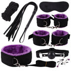 BDSM - 8-Piece Bondage Restraint Kit – Soft Cuffs, Blindfold & Tease Accessories for Couples