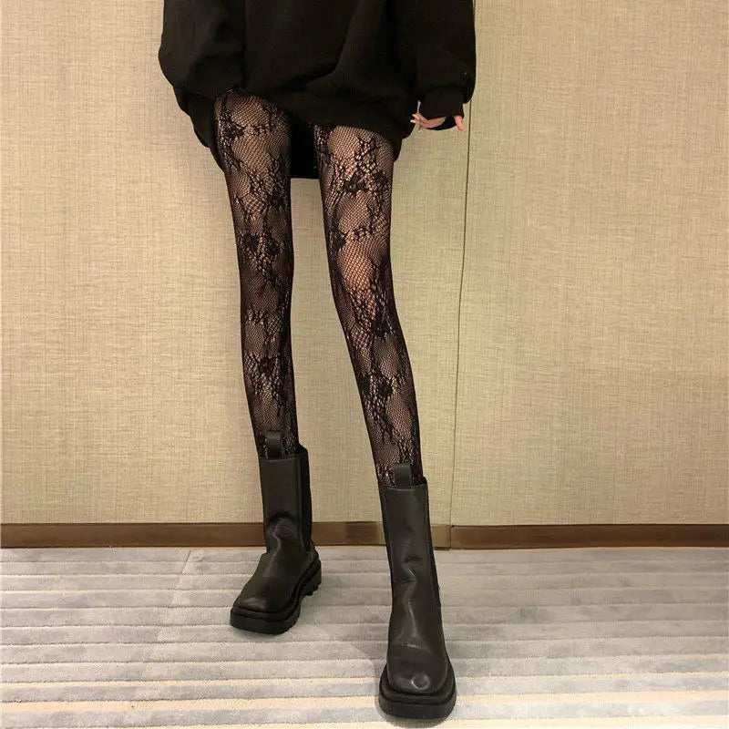 Vintage Lace Floral Mesh Tights – Gothic & Lolita Style Pantyhose