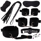 BDSM - 8-Piece Bondage Restraint Kit – Soft Cuffs, Blindfold & Tease Accessories for Couples