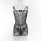 Backless Transparent Lingerie - Sexy Lace-Up Nightwear - Whisper and Bite